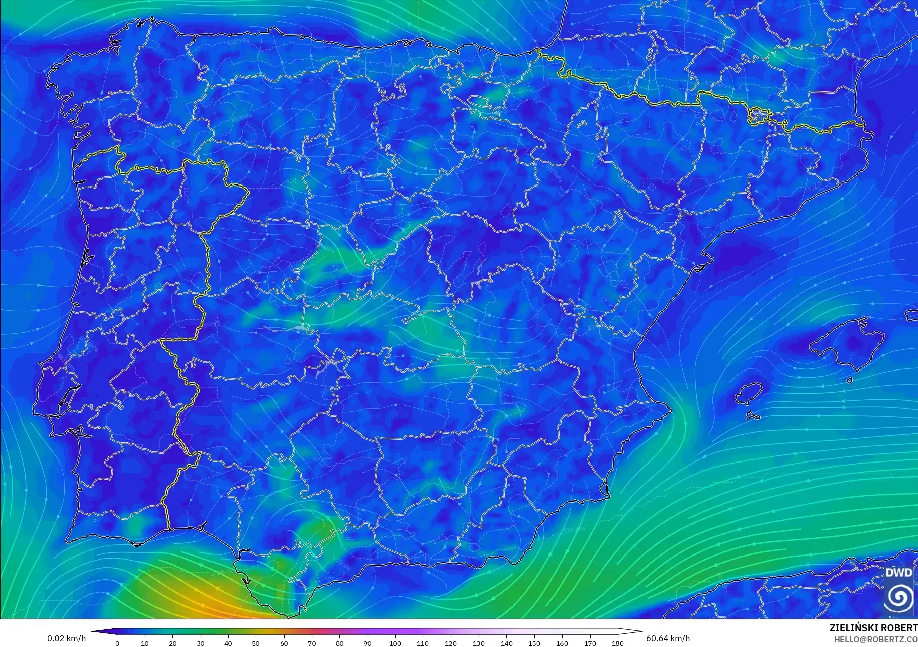 ICON modelo - España, Viento a 10 m