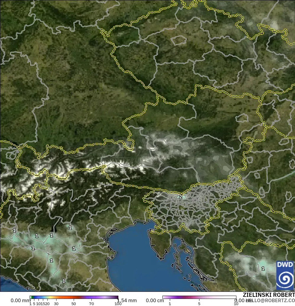 ICON modelo - Austria, Precipitación, nubes y presión