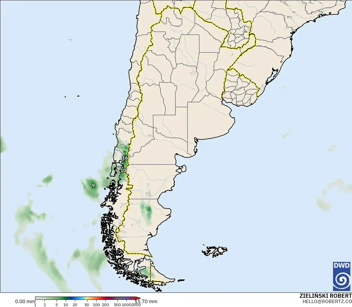 ICON modelo - Argentina, Acumulación de precipitación