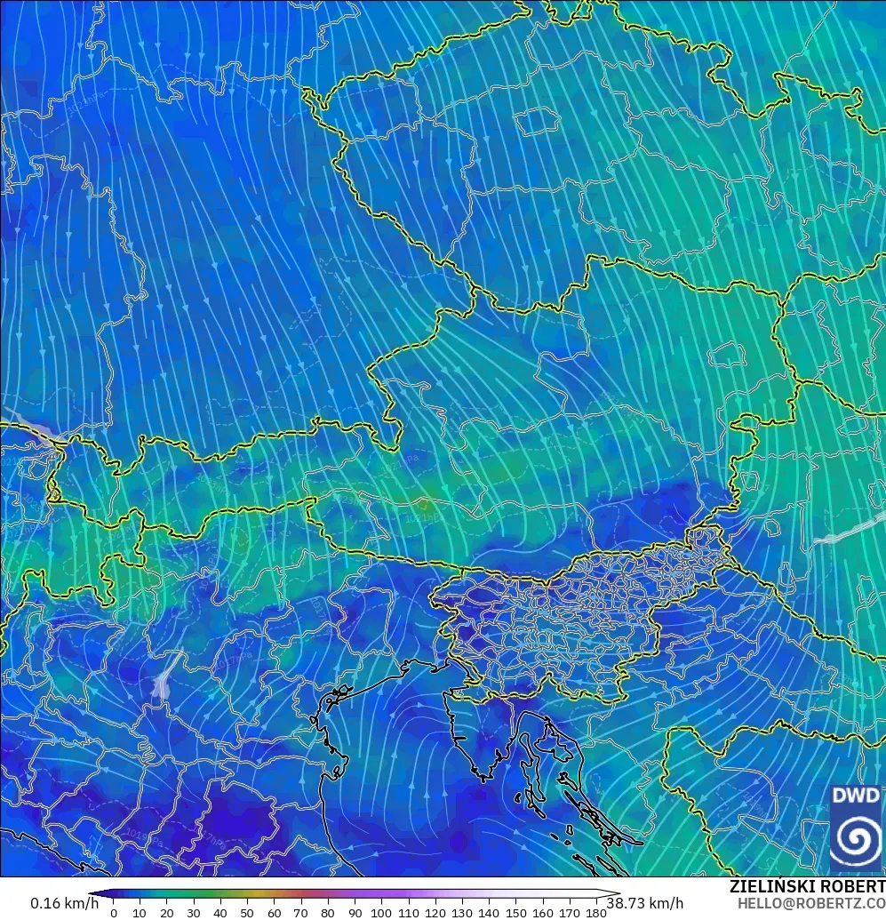 ICON modelo - Austria, Viento a 10 m