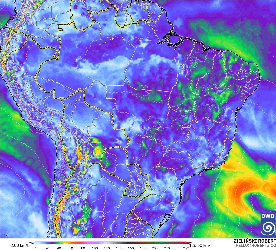 ICON modelo - Brasil, Ráfagas de Viento Máximas