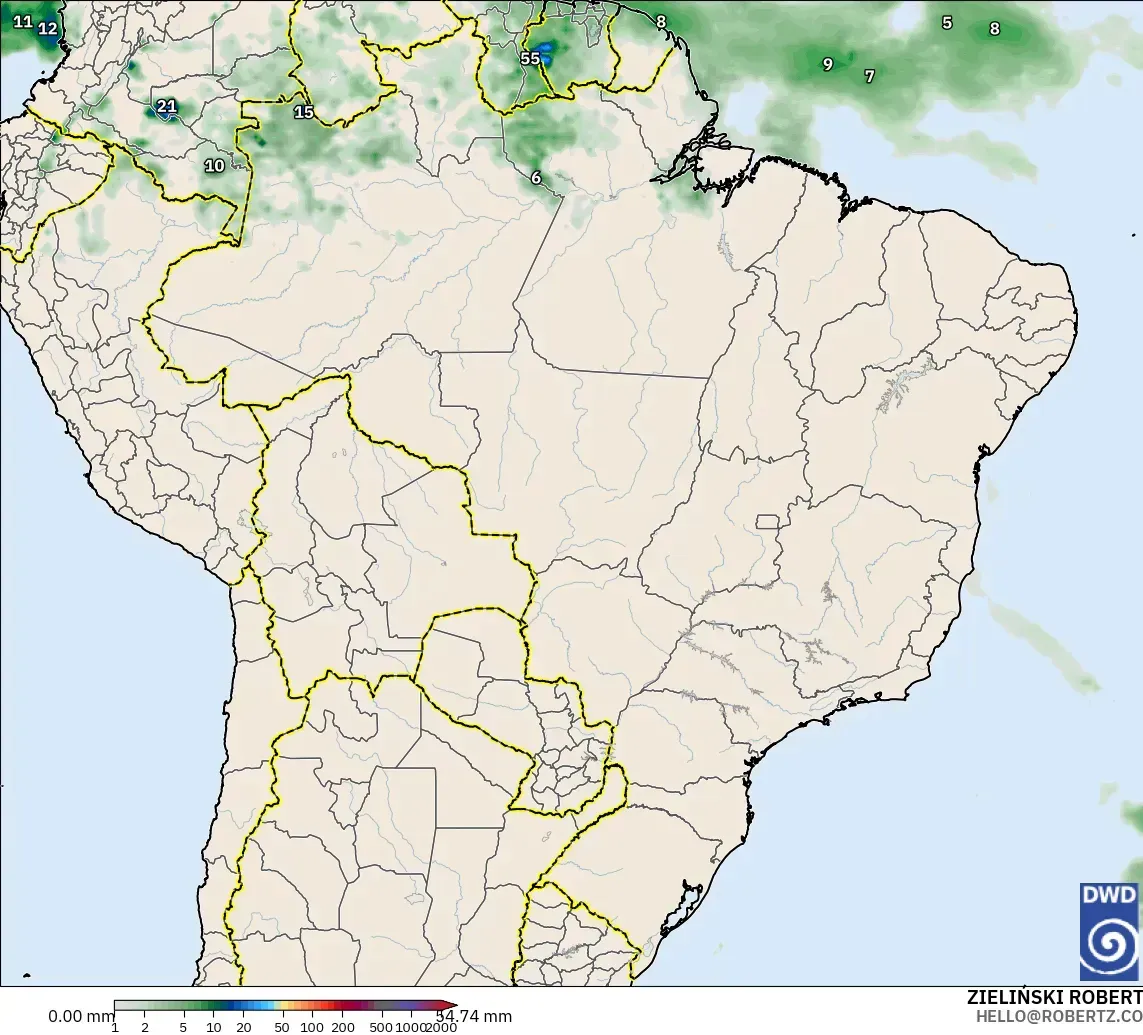 ICON modelo - Brasil, Acumulación de precipitación