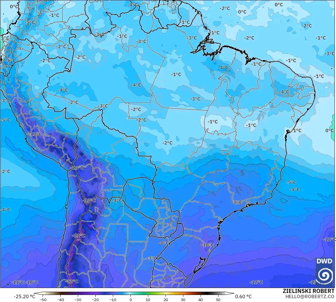 ICON modelo - Brasil, Temperatura a 500 hPa