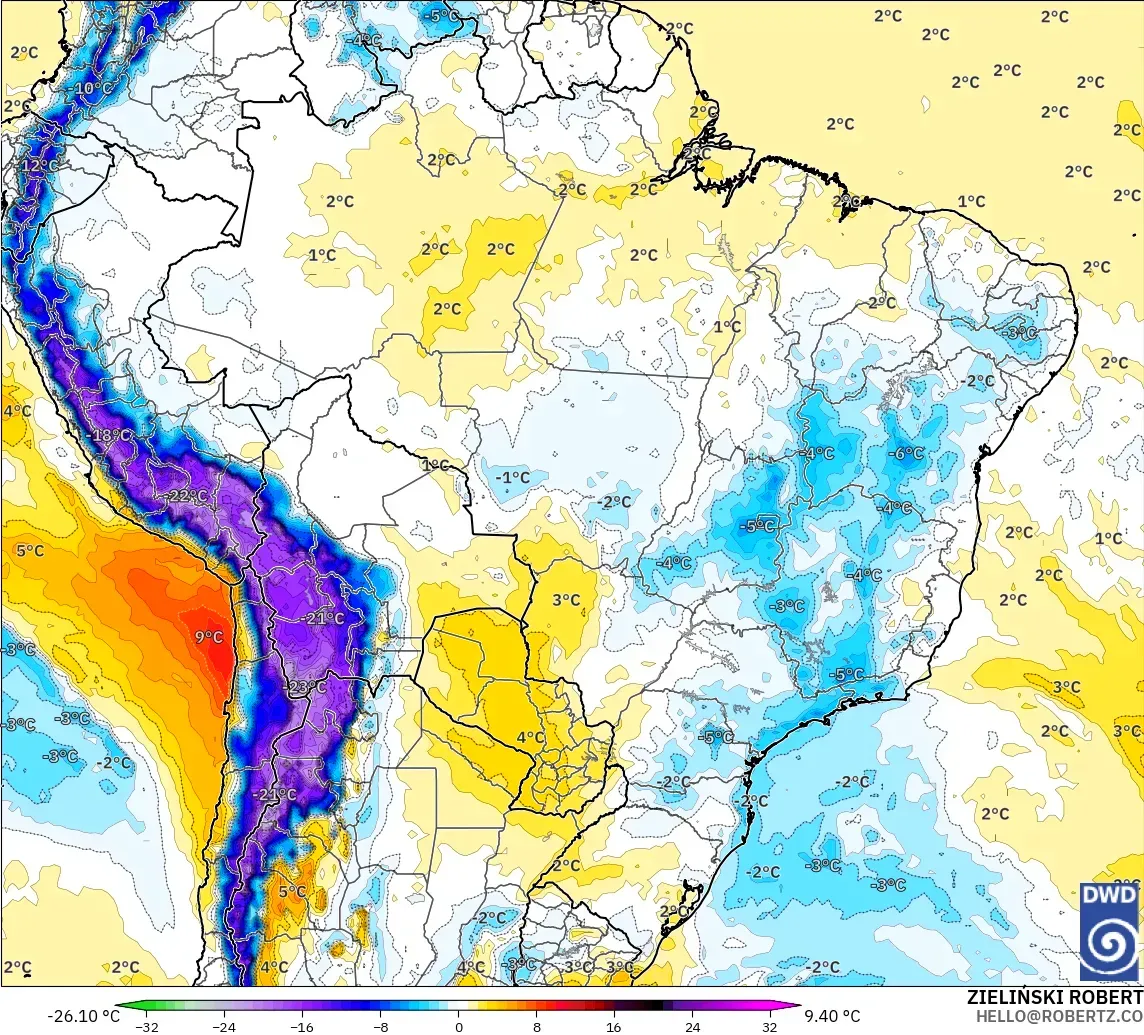 ICON modelo - Brasil, Anomalía de temperatura a 850 hPa