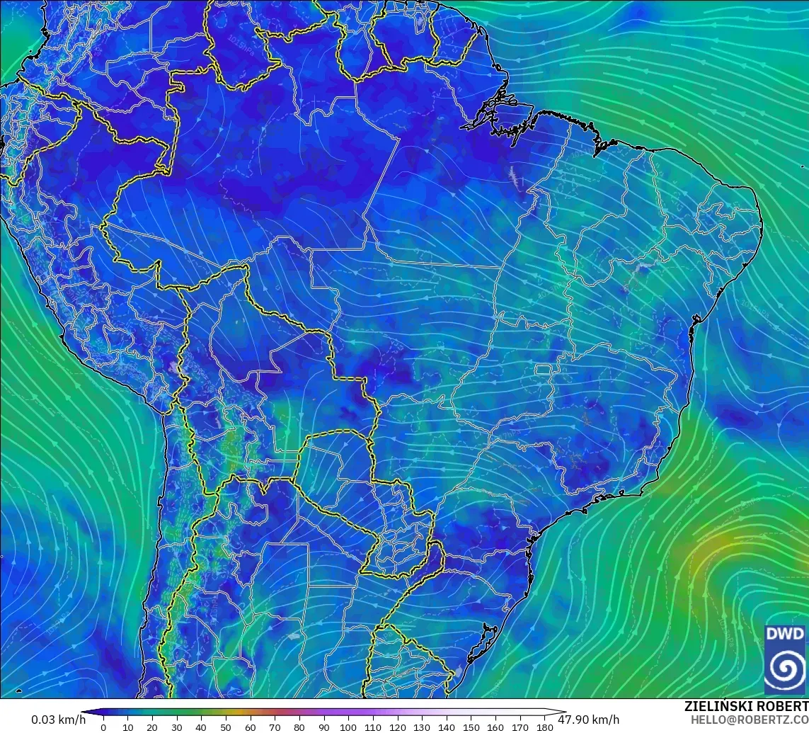 ICON modelo - Brasil, Viento a 10 m
