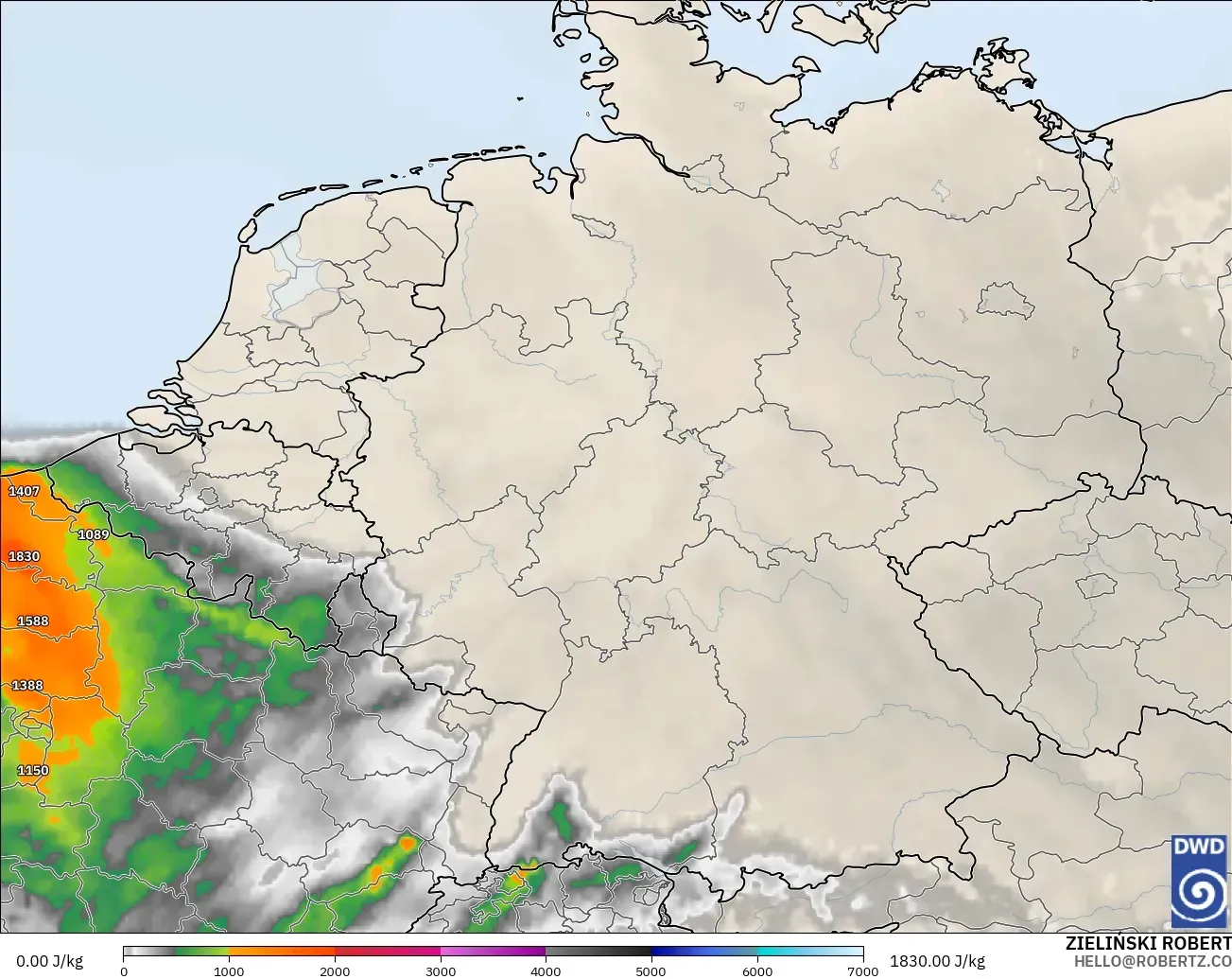 ICON modelo - Alemania, CAPE