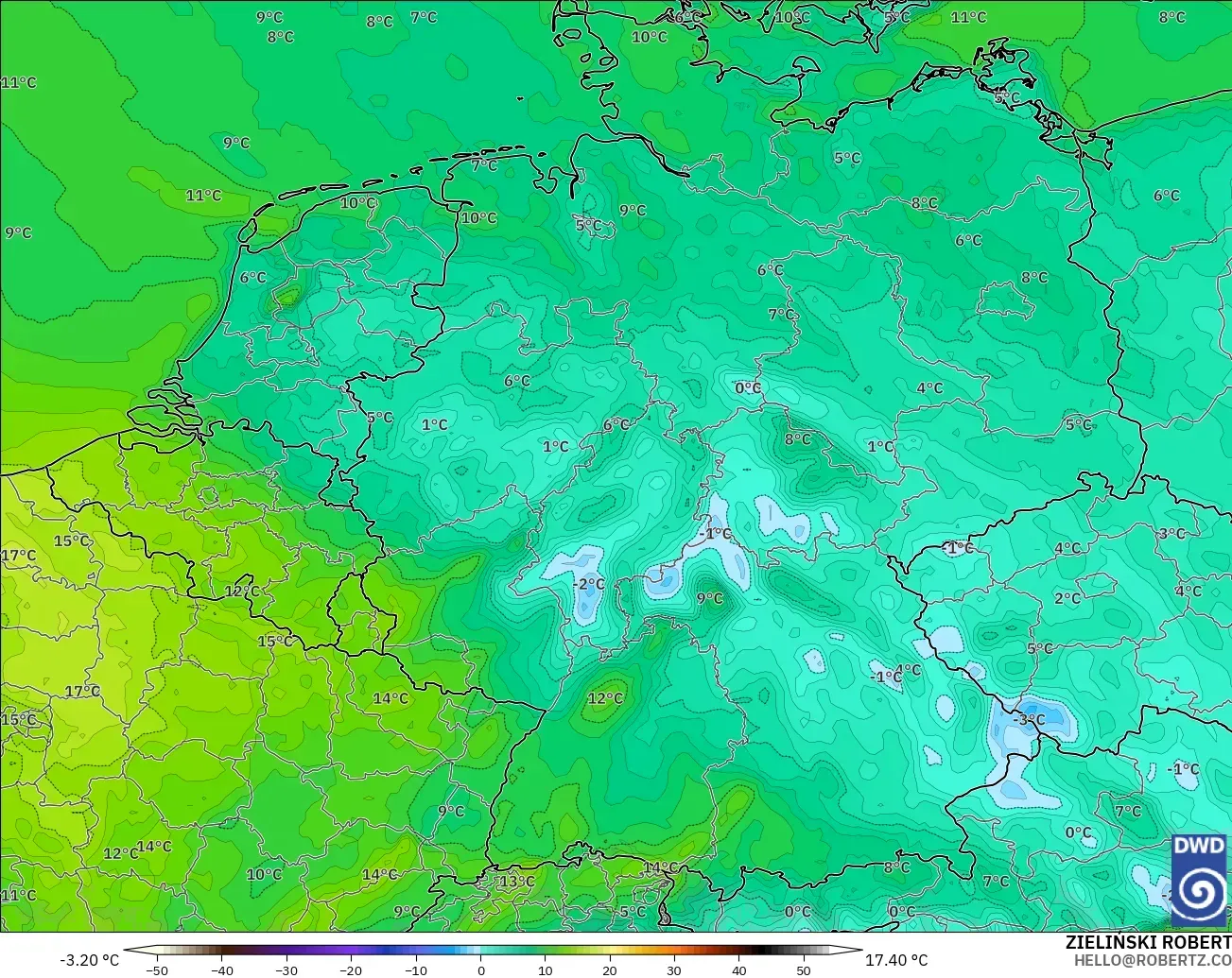 ICON modelo - Alemania, Punto de rocío a 2 m