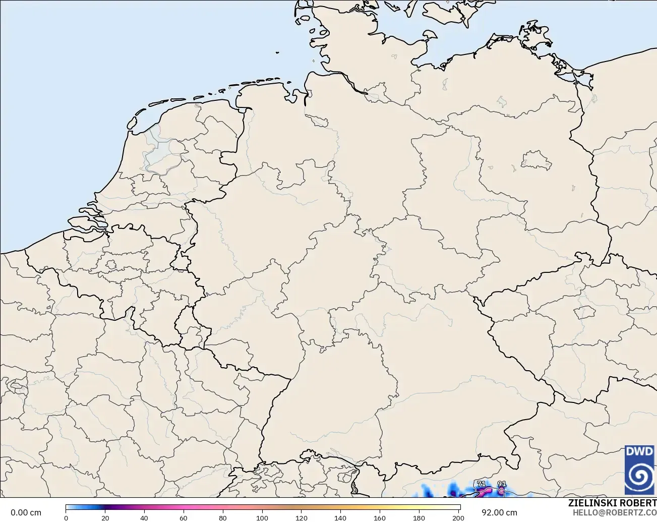 ICON modelo - Alemania, Profundidad de nieve