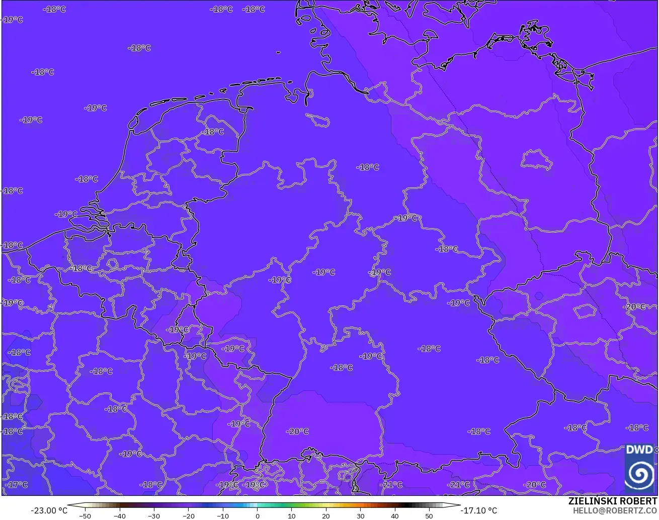 ICON modelo - Alemania, Temperatura a 500 hPa
