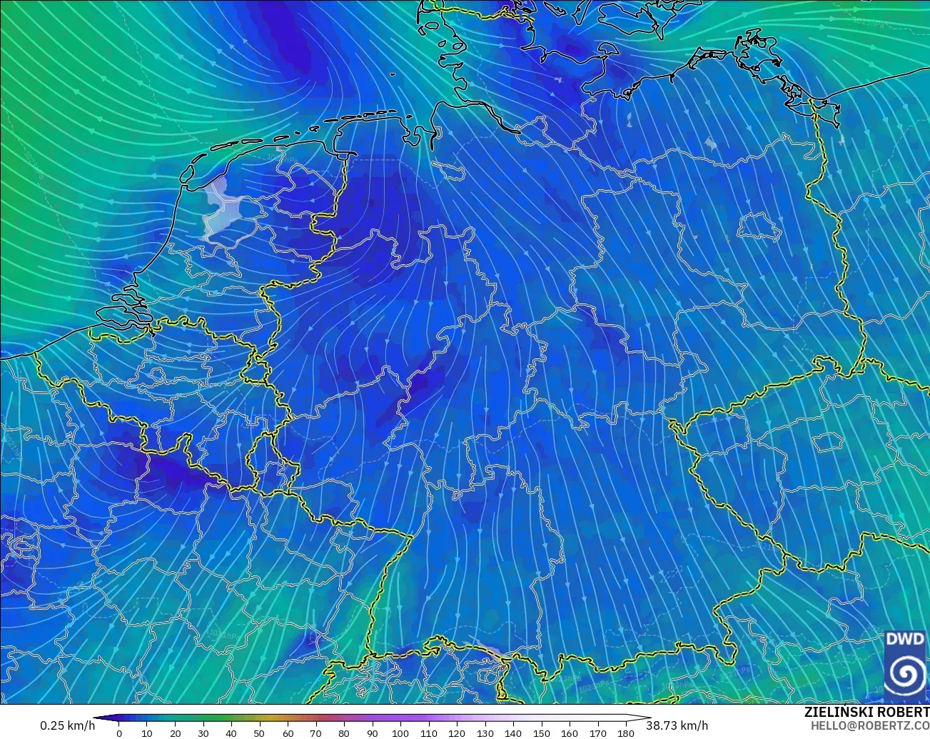 ICON modelo - Alemania, Viento a 10 m