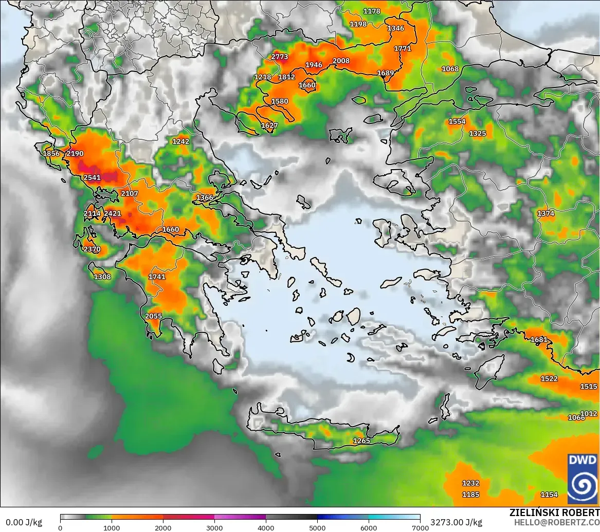 ICON modelo - Grecia, CAPE