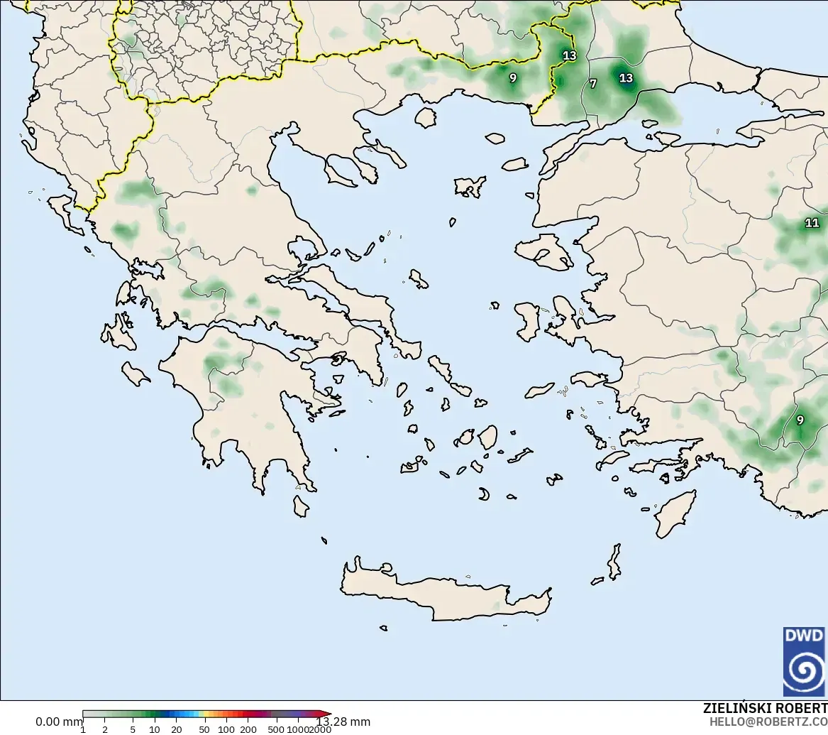 ICON modelo - Grecia, Acumulación de precipitación