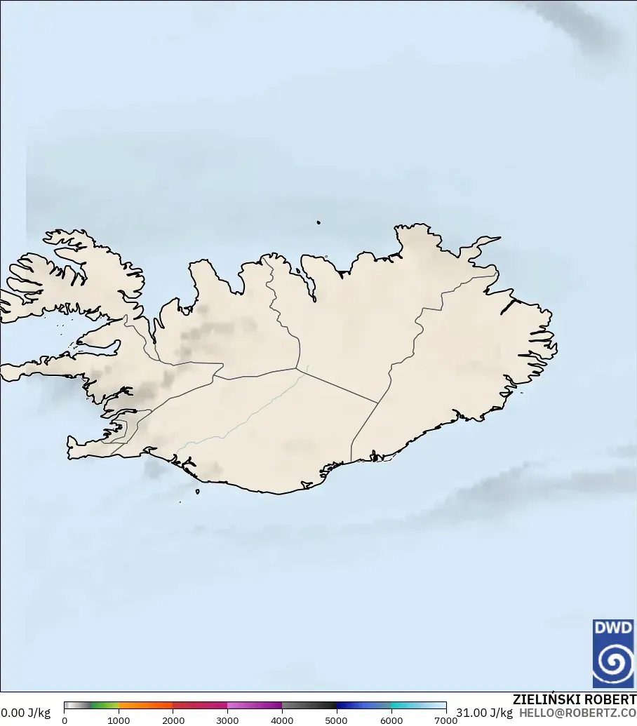 ICON modelo - Islandia, CAPE