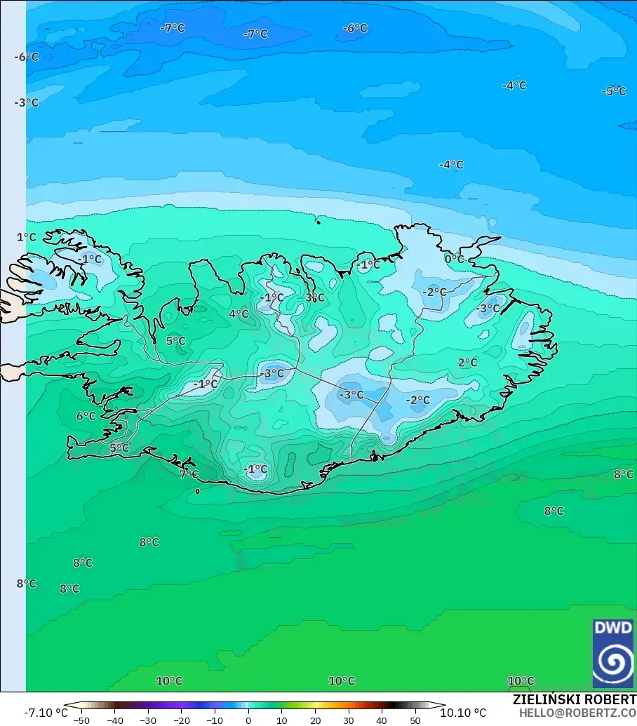 ICON modelo - Islandia, Punto de rocío a 2 m