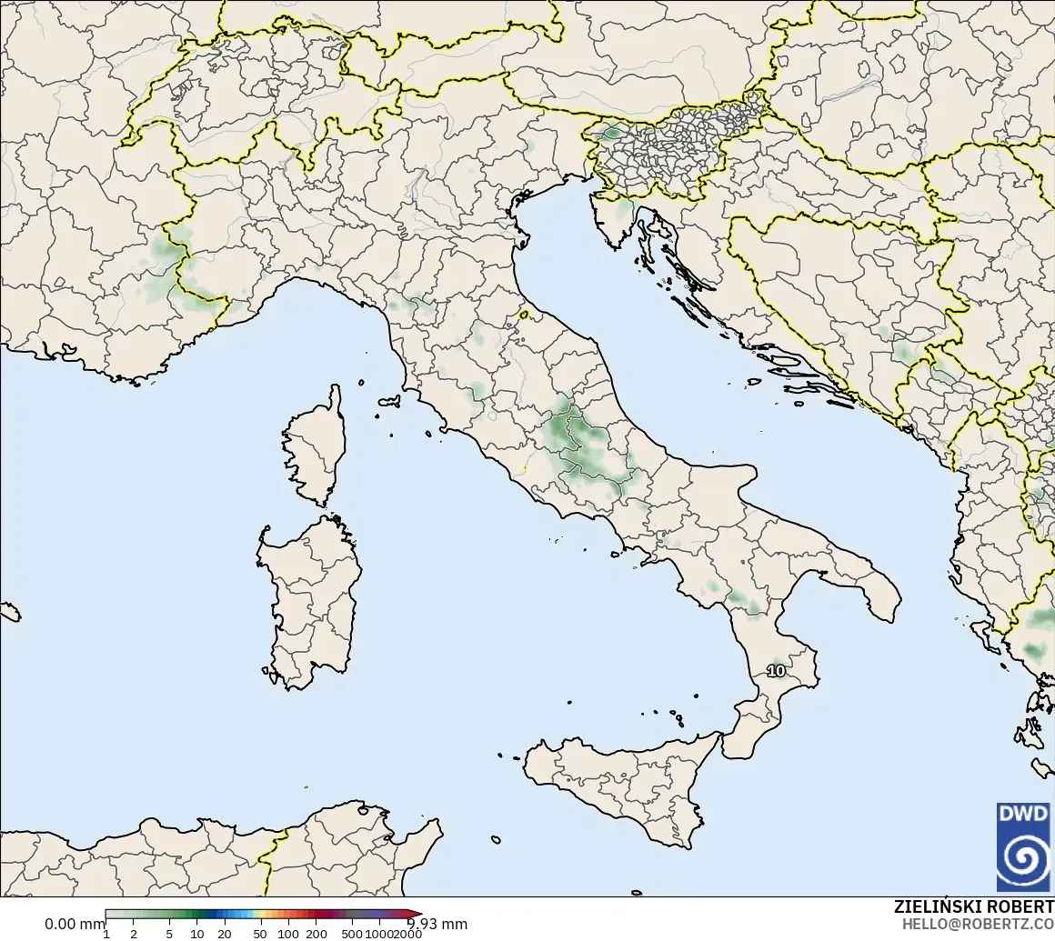 ICON modelo - Italia, Acumulación de precipitación