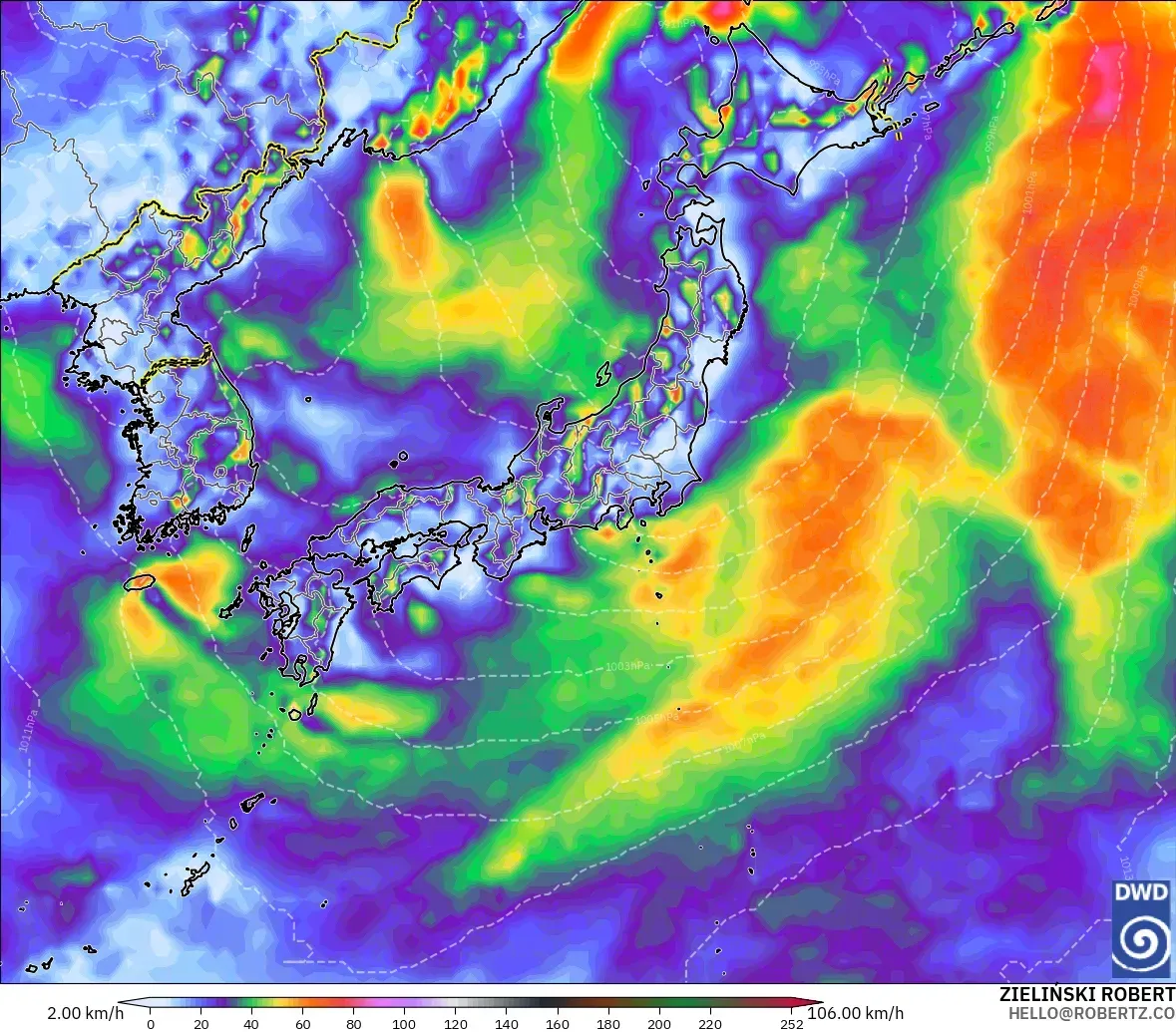 ICON modelo - Japón, Ráfagas de viento