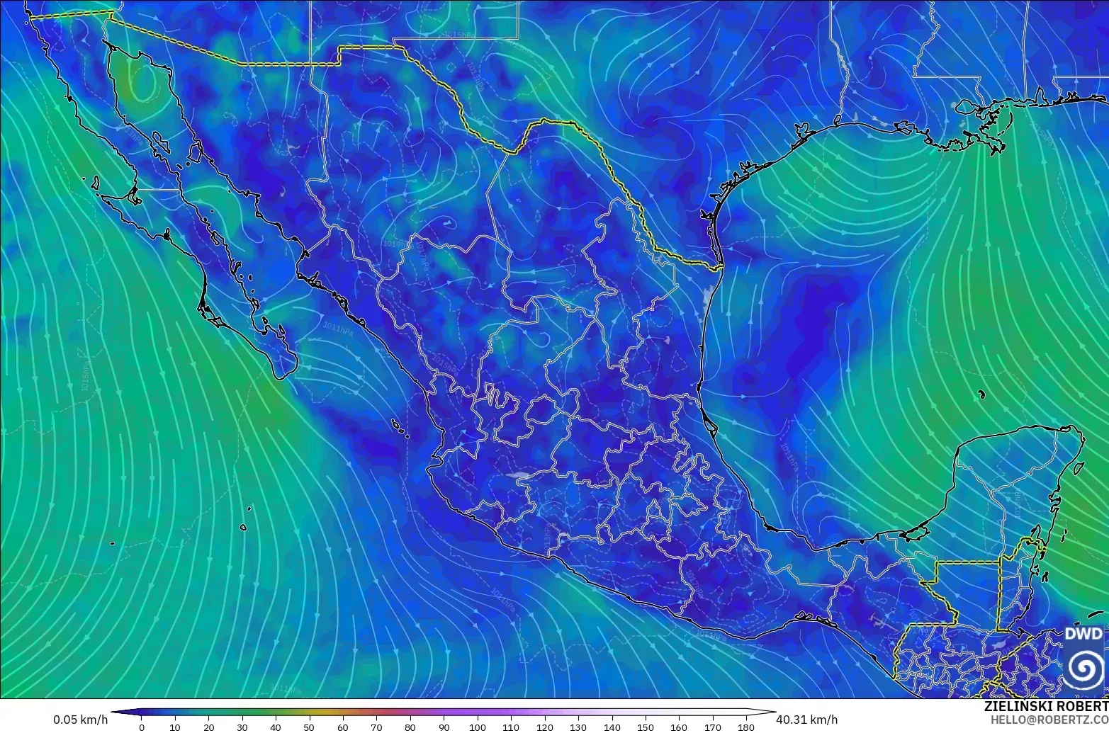 ICON modelo - México, Viento a 10 m