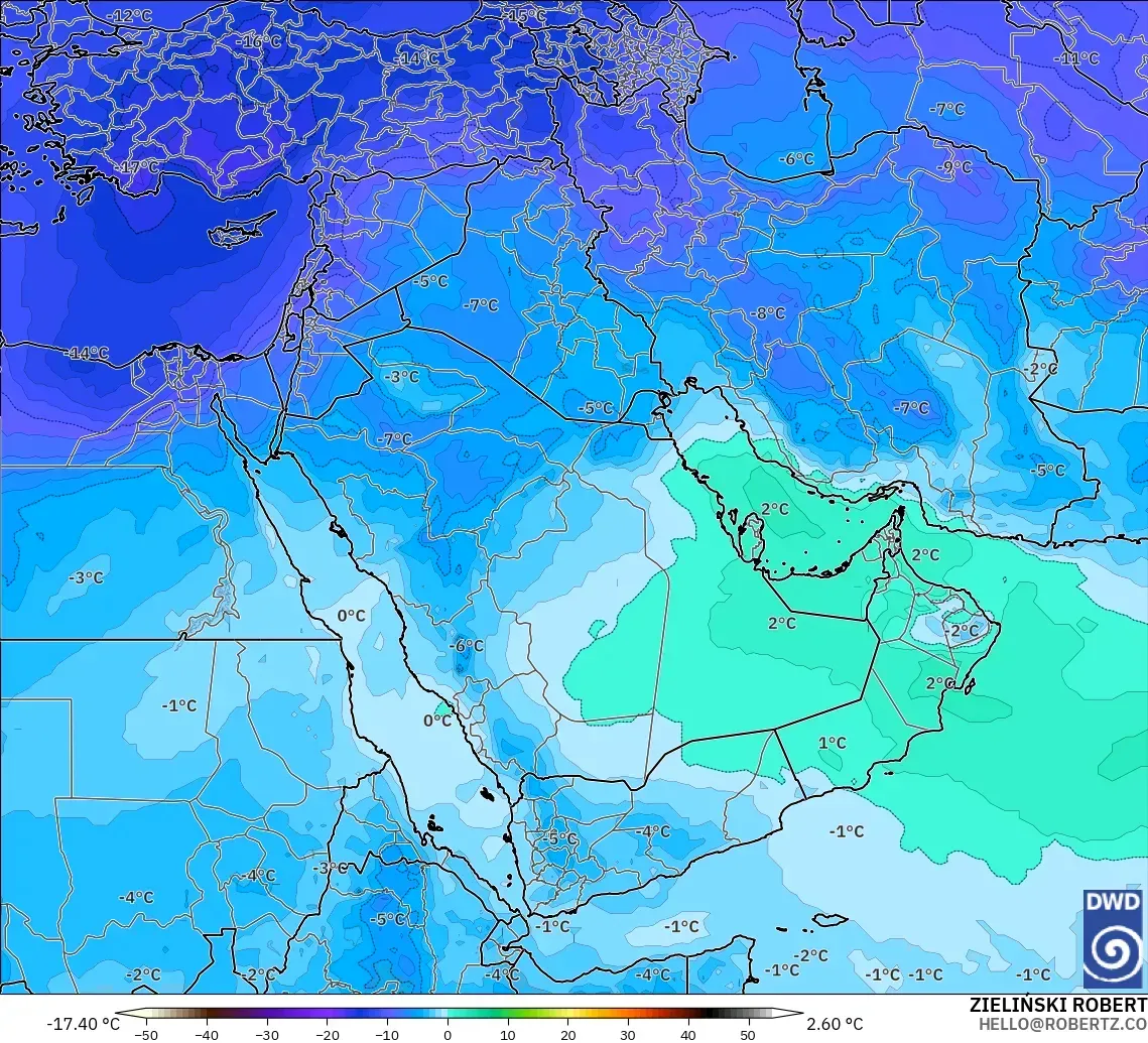 ICON modelo - Oriente Medio, Temperatura a 500 hPa