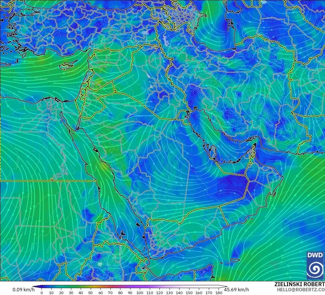 ICON modelo - Oriente Medio, Viento a 10 m