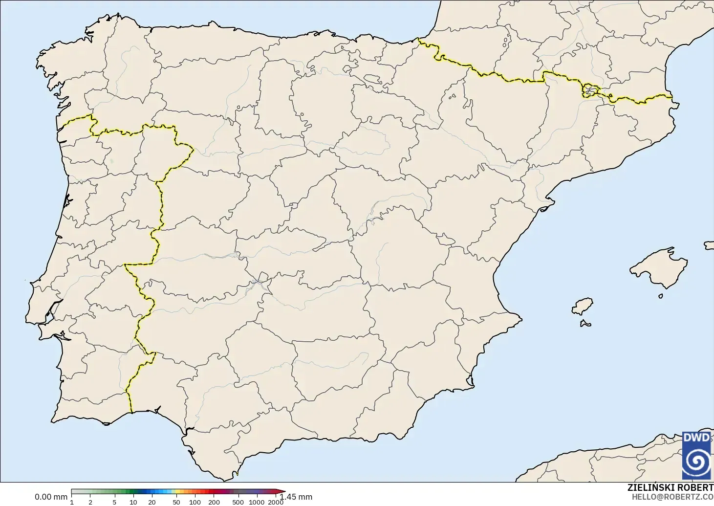 ICON modelo - España, Acumulación de precipitación