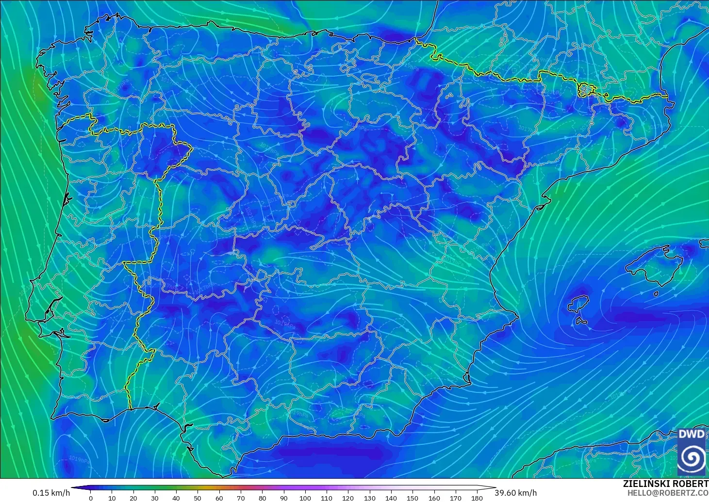 ICON modelo - España, Viento a 10 m
