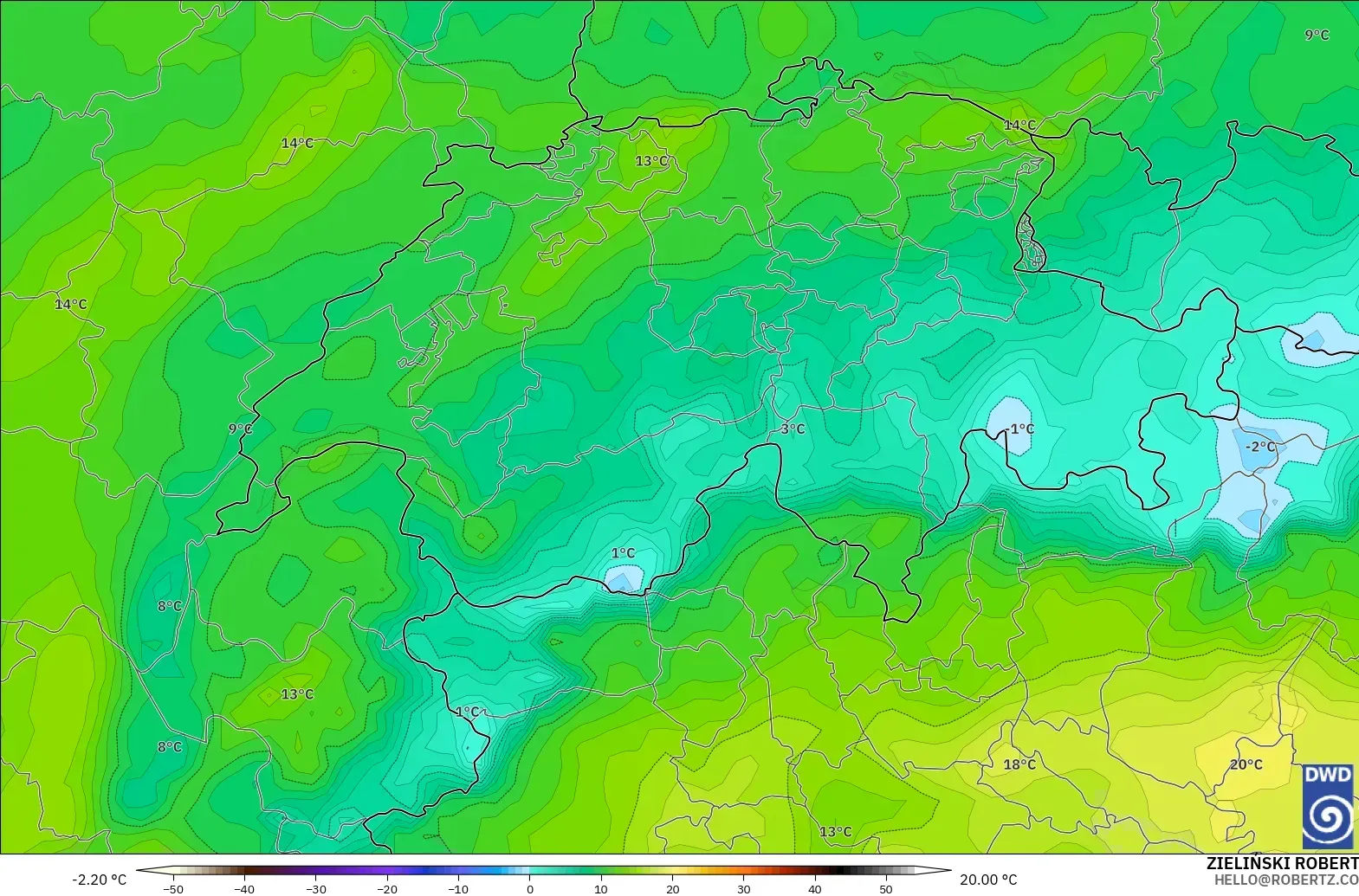 ICON modelo - Suiza, Punto de rocío a 2 m