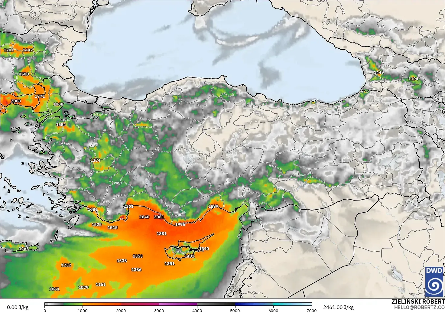ICON modelo - Turquía, CAPE