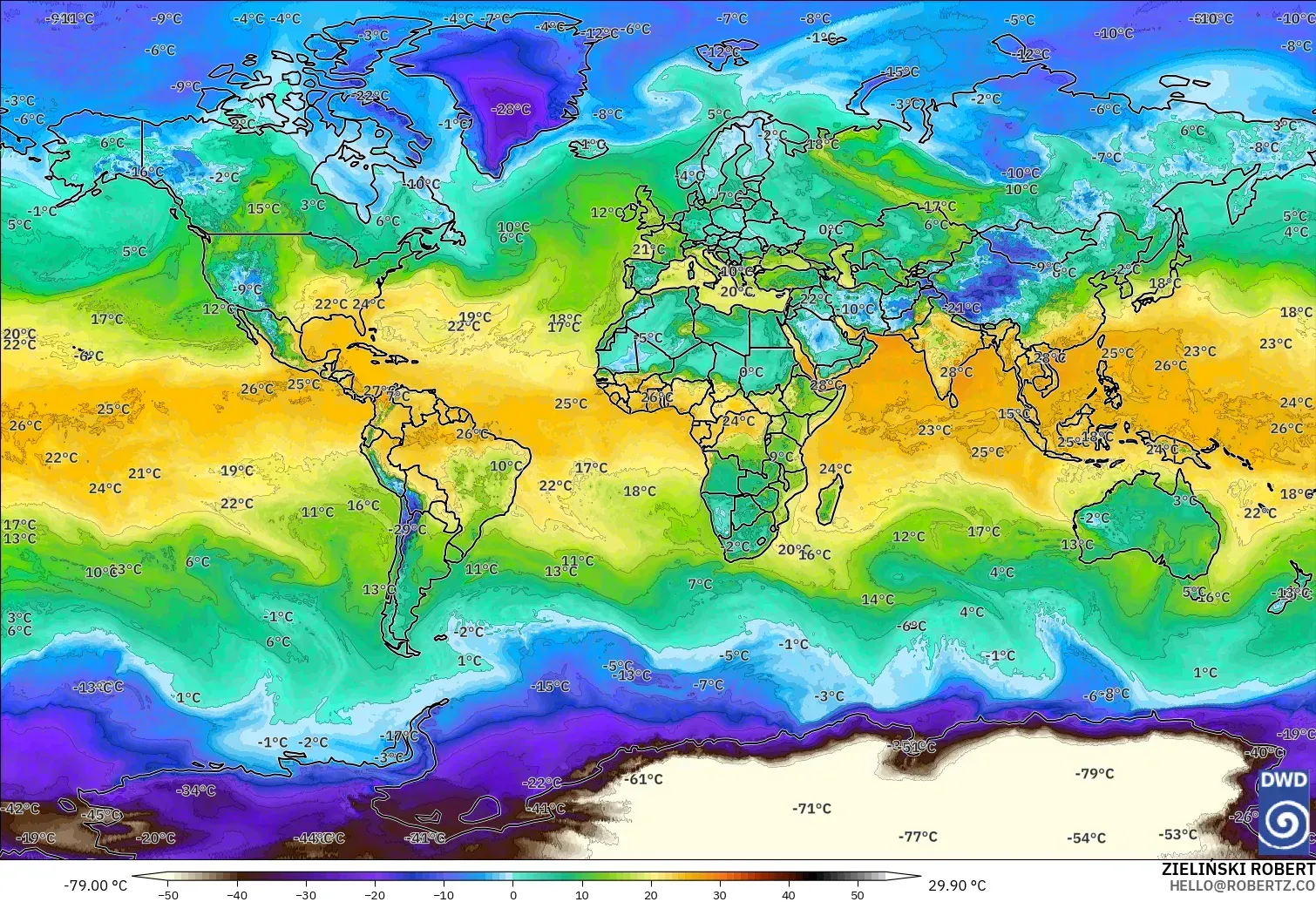 ICON modelo - Mundo, Punto de rocío a 2 m