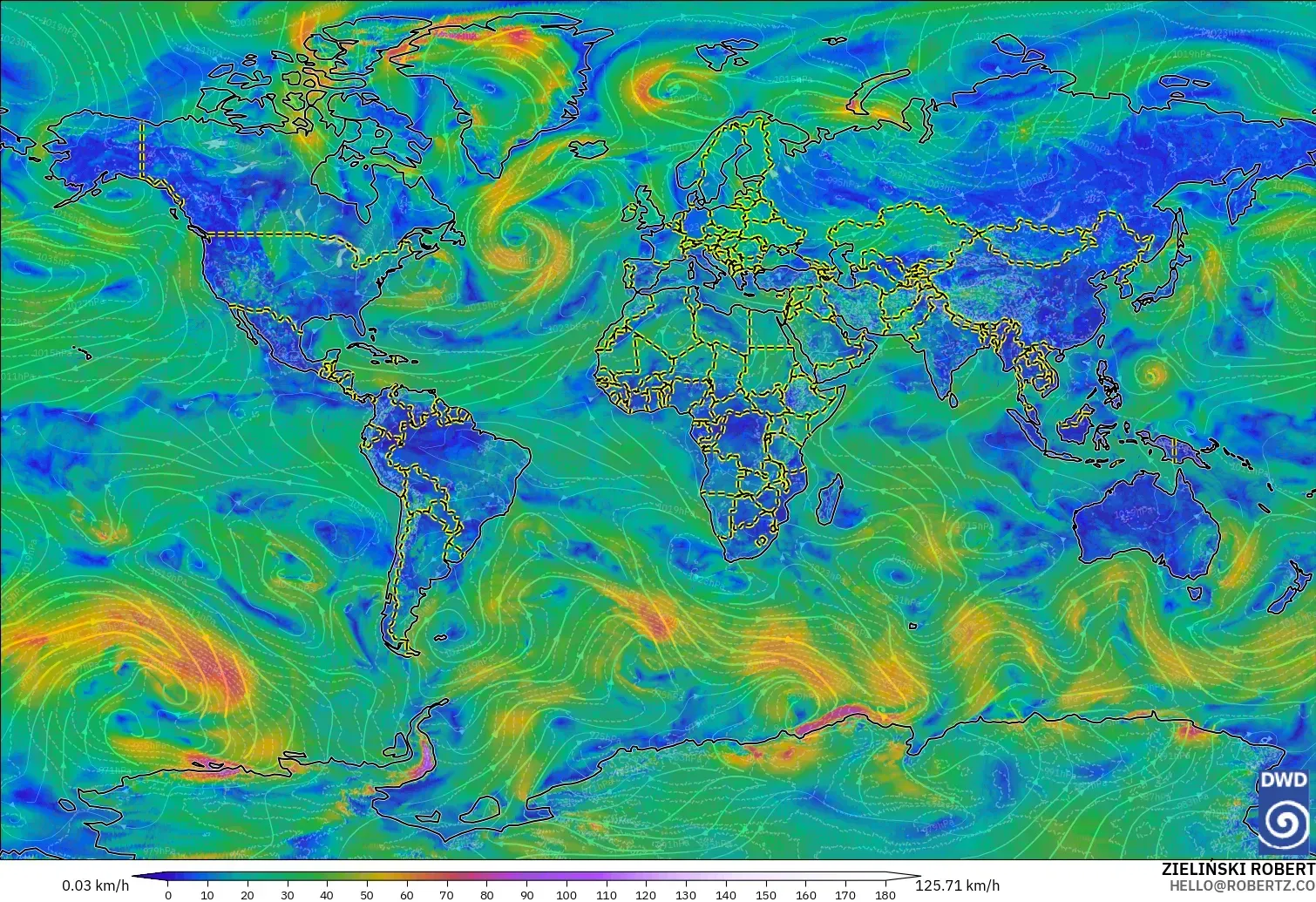 ICON modelo - Mundo, Viento a 10 m