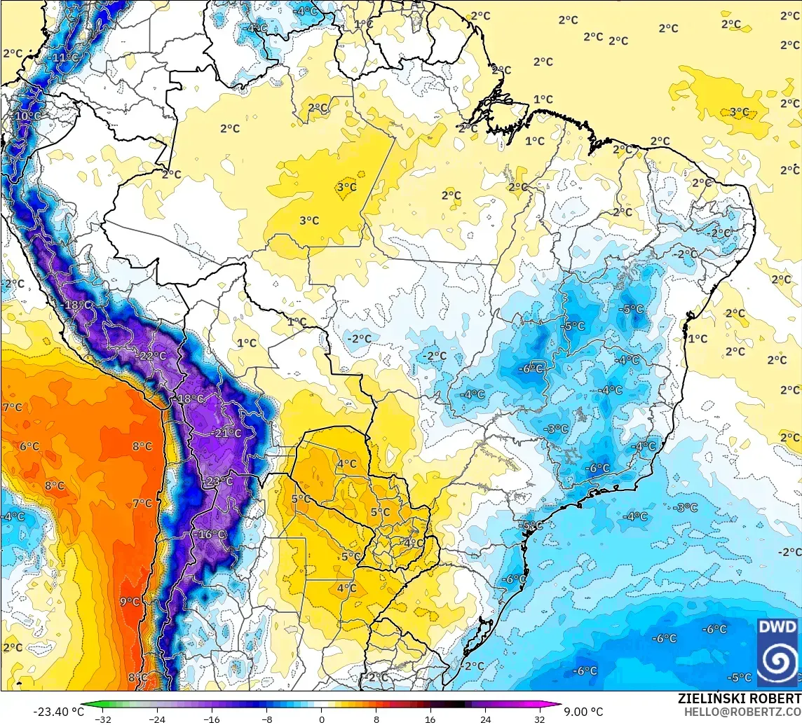 ICON modelo - Brasil, Anomalía de temperatura a 850 hPa