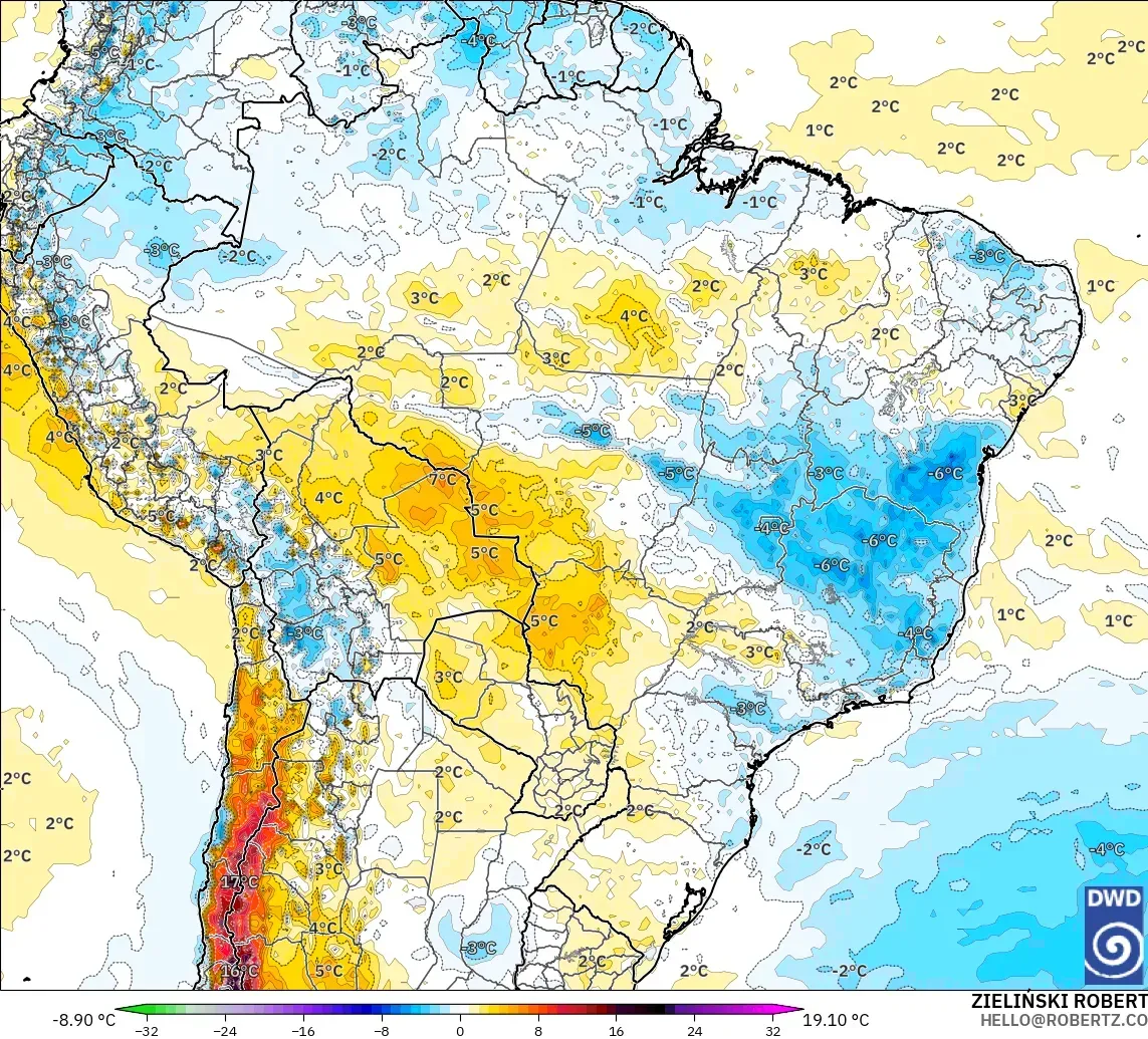 ICON modelo - Brasil, Anomalía de temperatura a 2 m