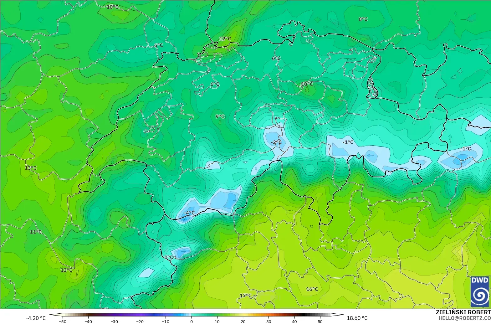 ICON modelo - Suiza, Punto de rocío a 2 m