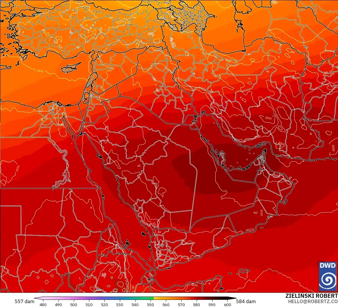 ICON modelo - Oriente Medio, Altura geopotencial a 500 hPa