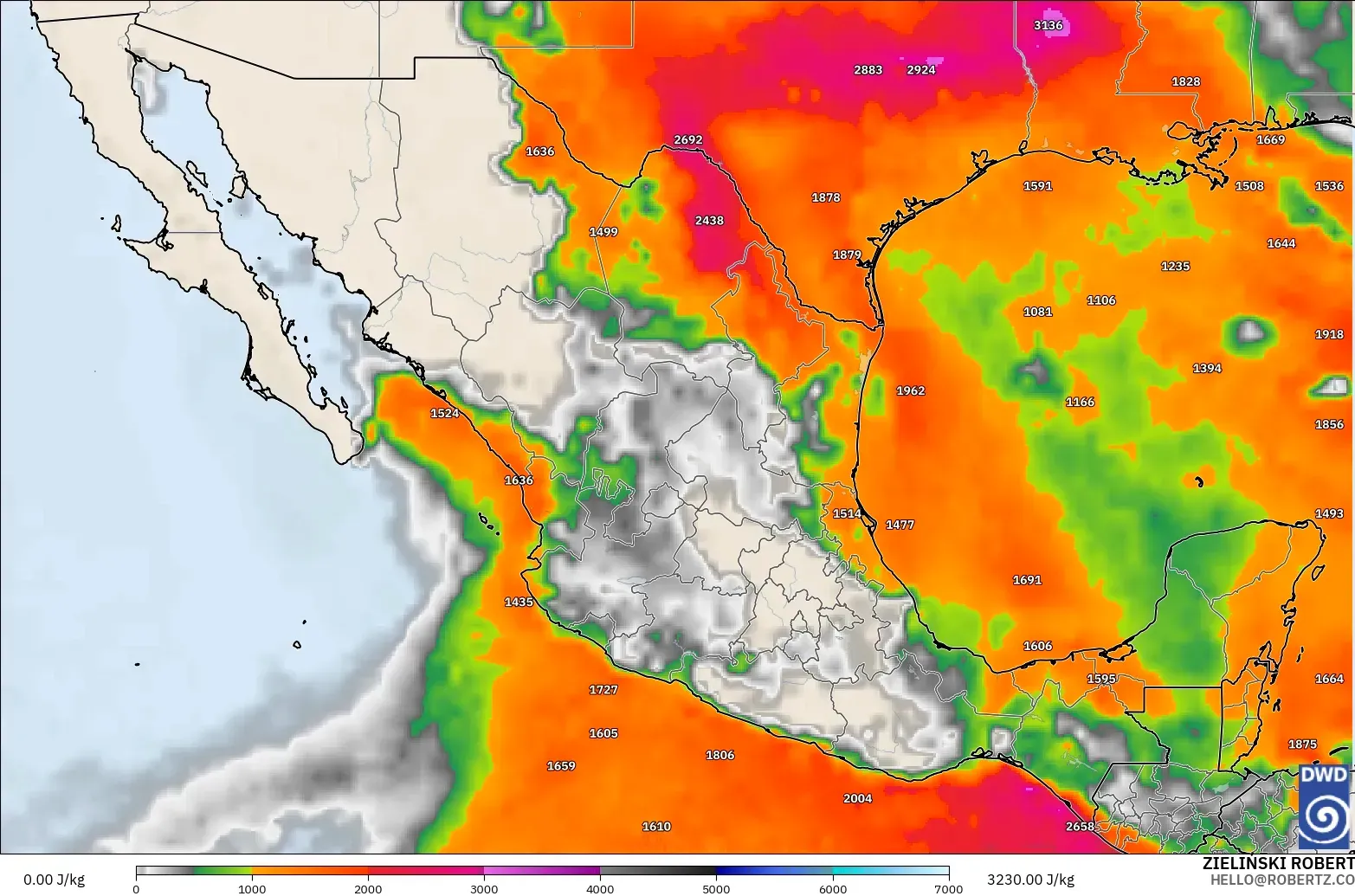 ICON modelo - México, CAPE