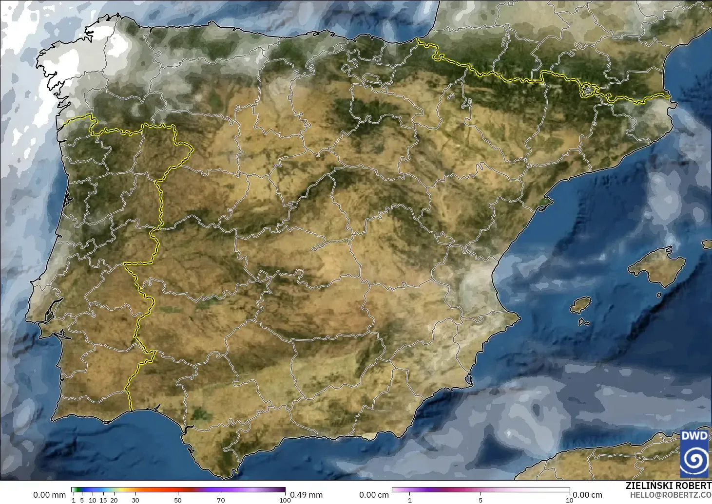 ICON modelo - España, Precipitación, nubes y presión