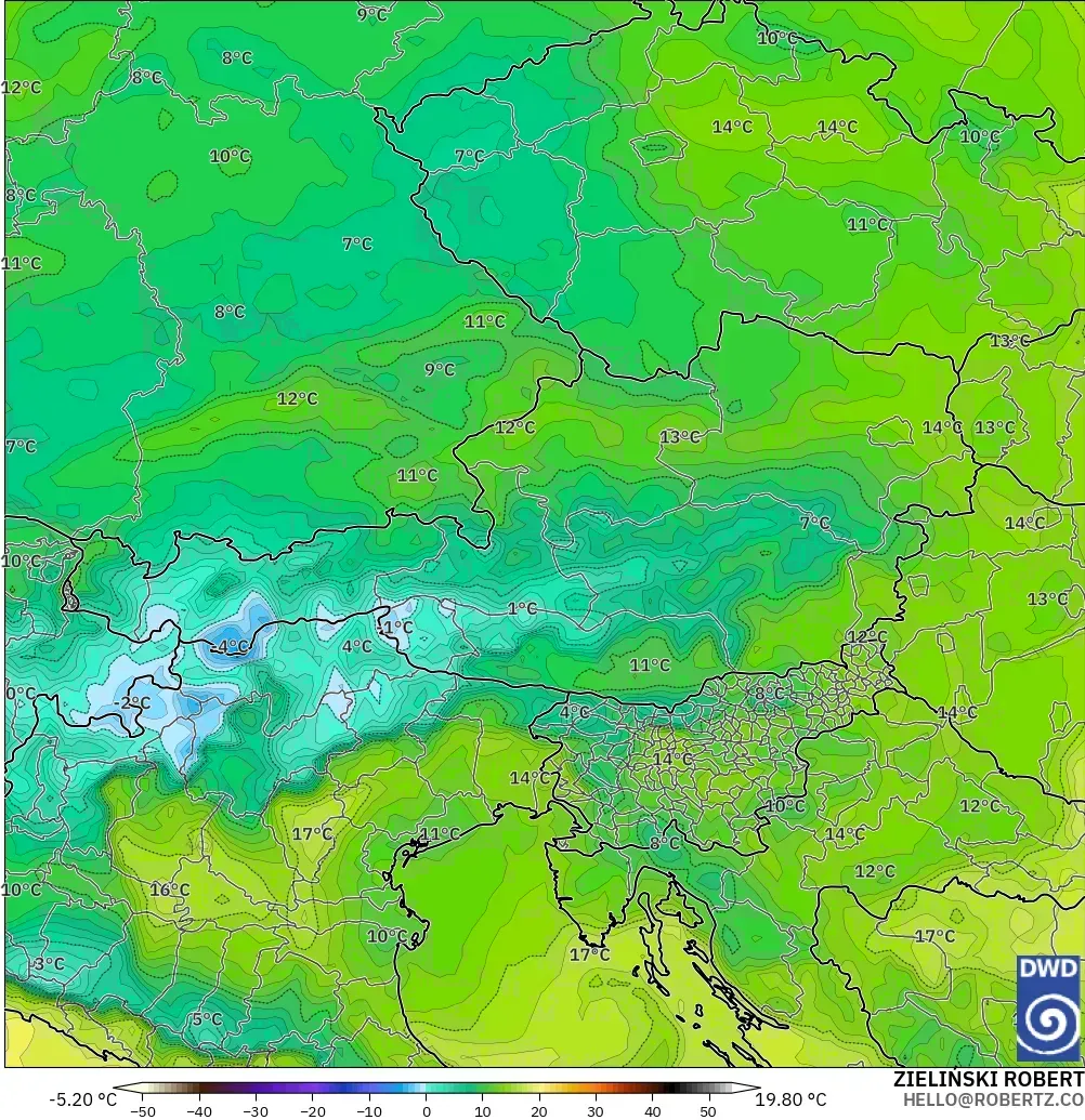 ICON modelo - Austria, Punto de rocío a 2 m