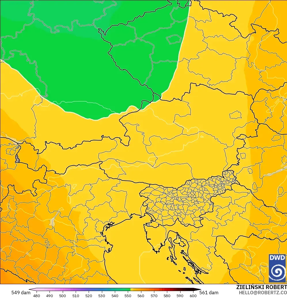 ICON modelo - Austria, Altura geopotencial a 500 hPa