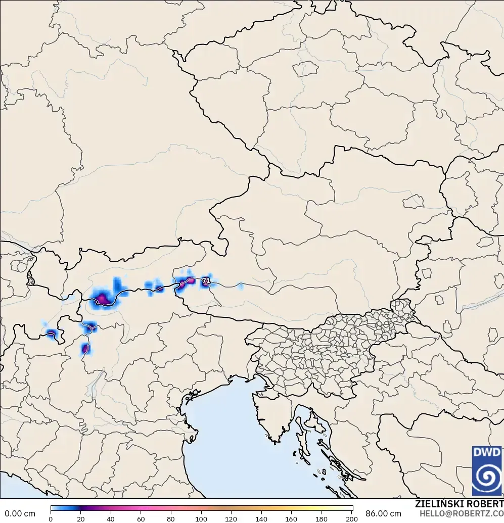 ICON modelo - Austria, Profundidad de nieve
