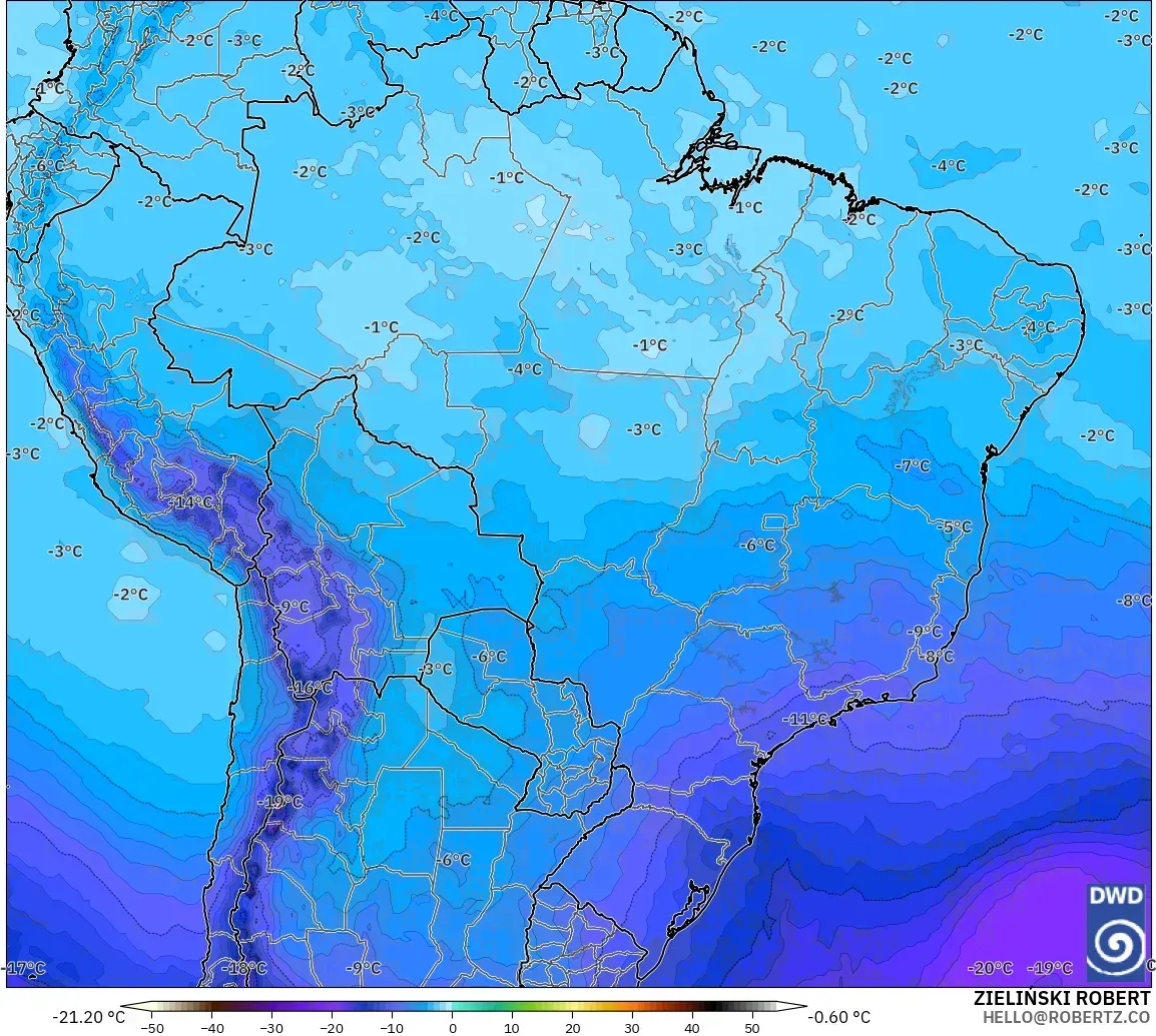 ICON modelo - Brasil, Temperatura a 500 hPa