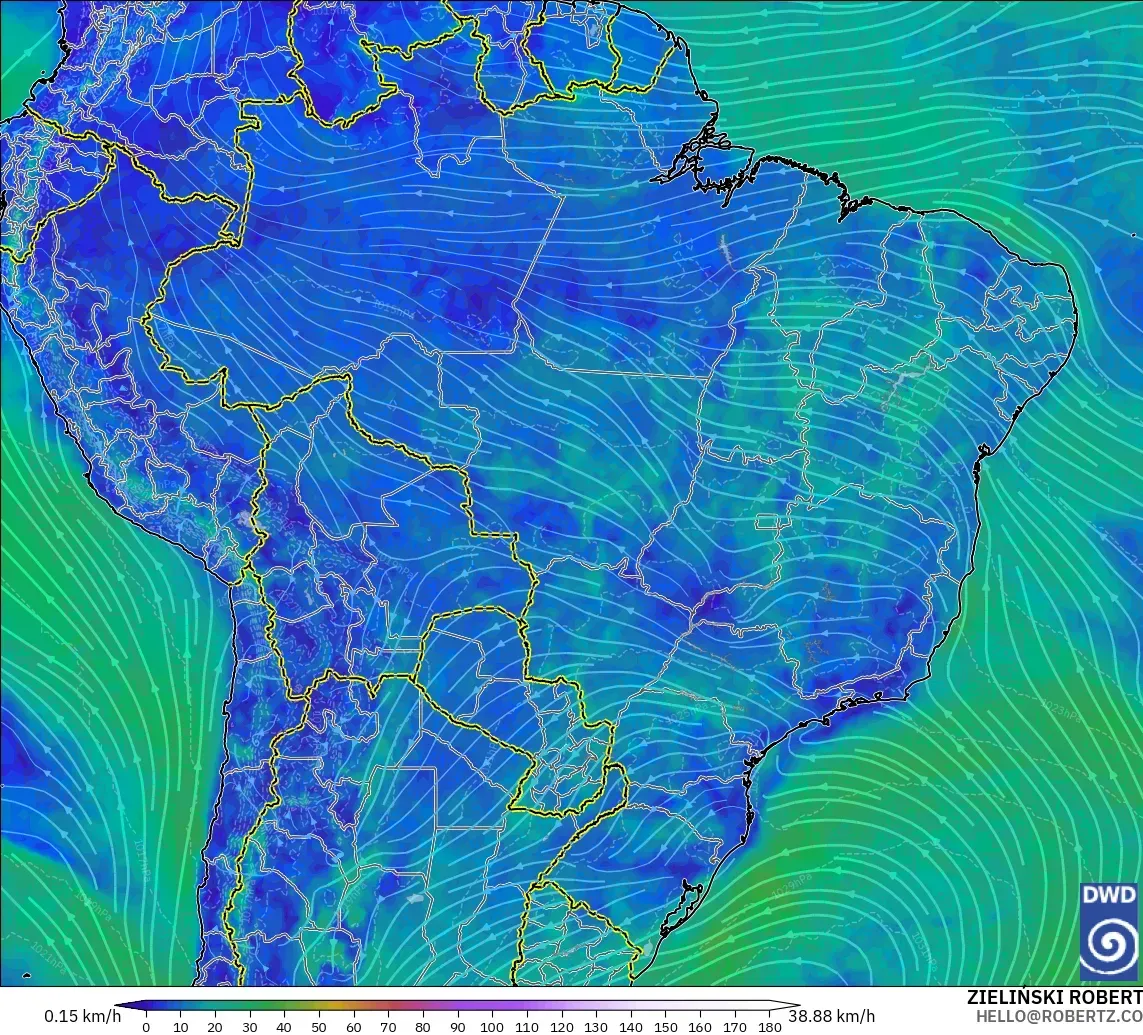 ICON modelo - Brasil, Viento a 10 m