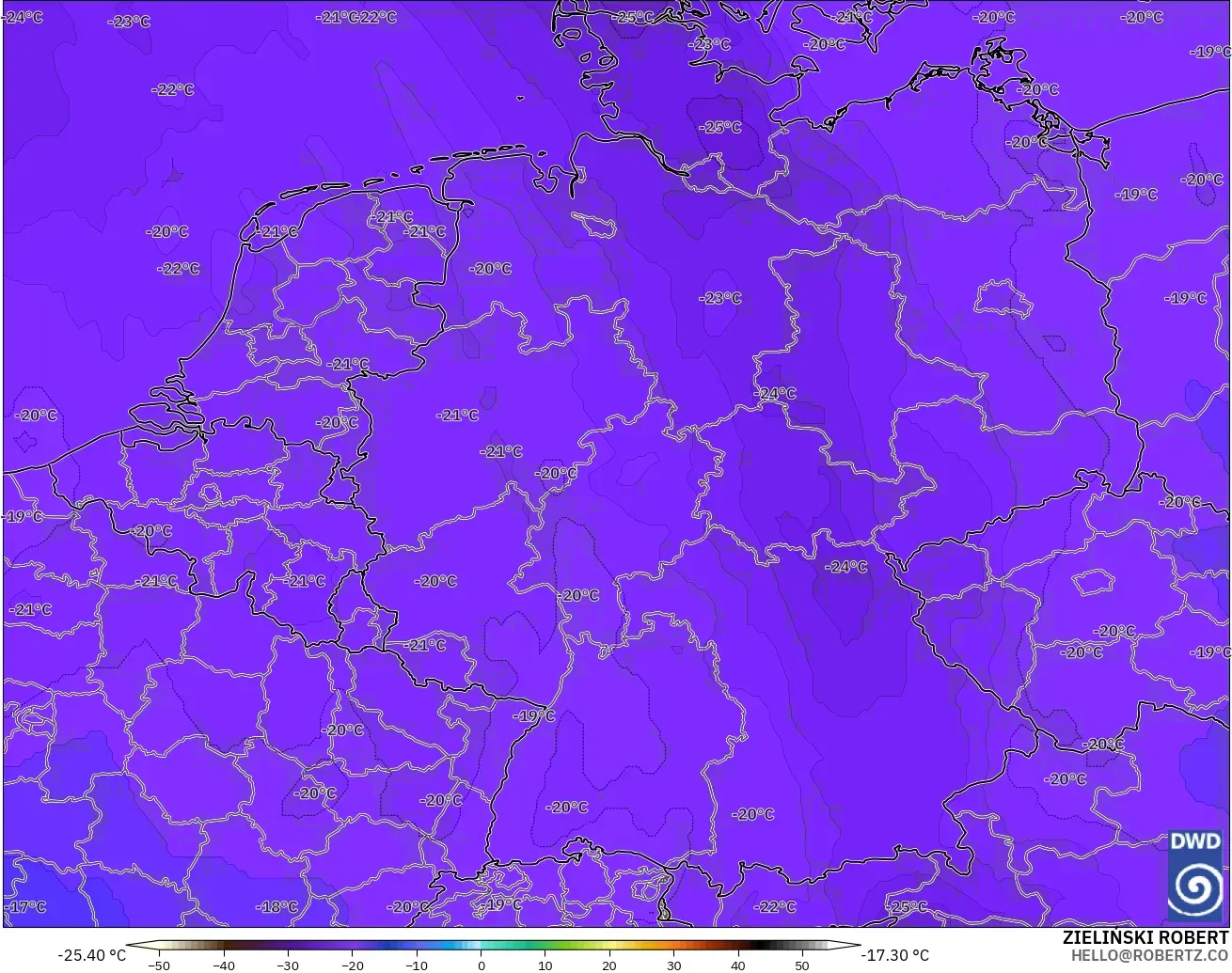 ICON modelo - Alemania, Temperatura a 500 hPa