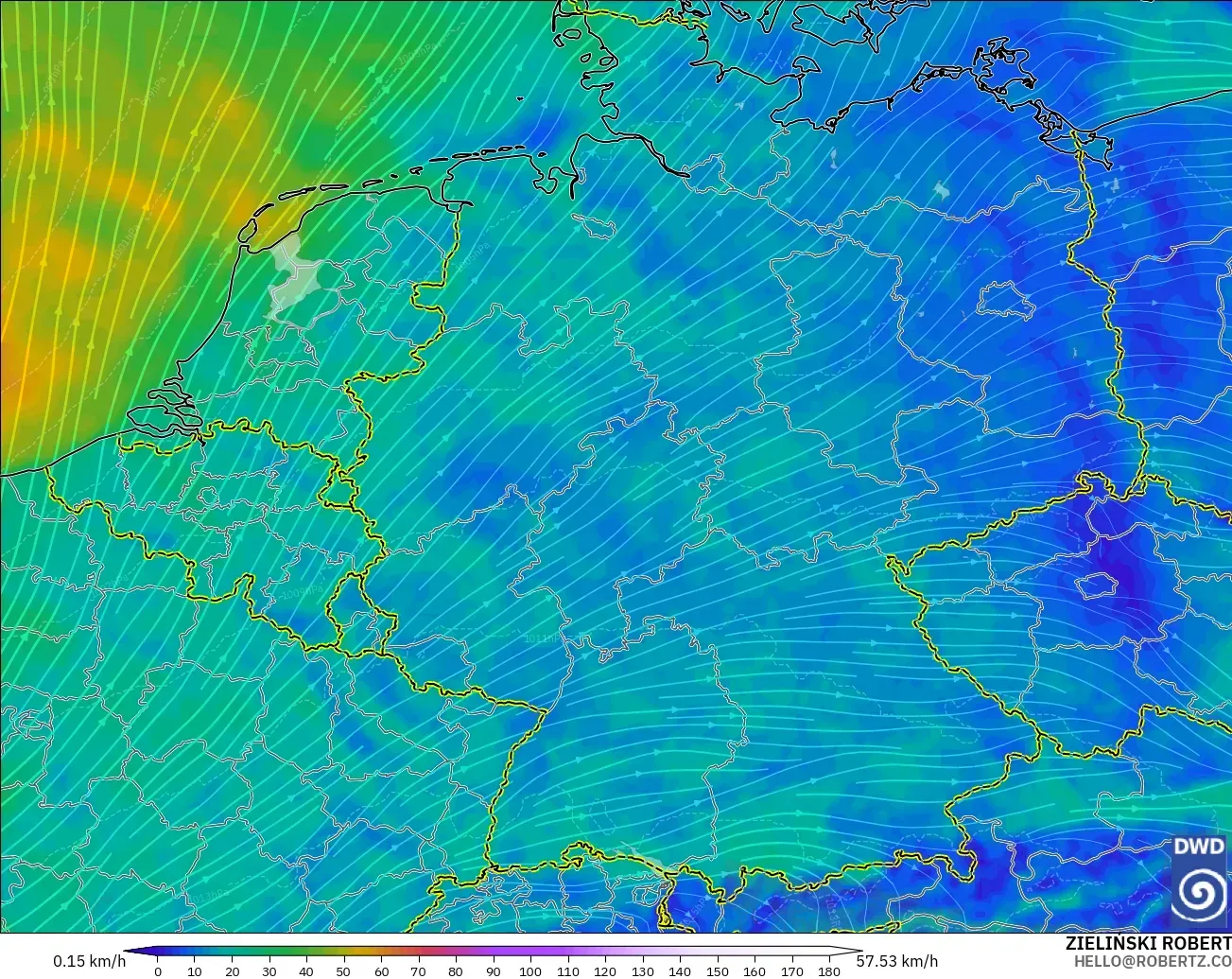 ICON modelo - Alemania, Viento a 10 m