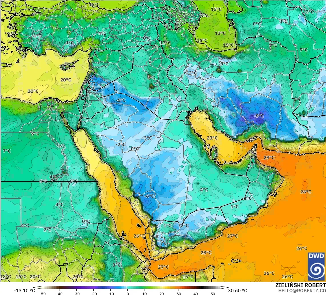 ICON modelo - Oriente Medio, Punto de rocío a 2 m
