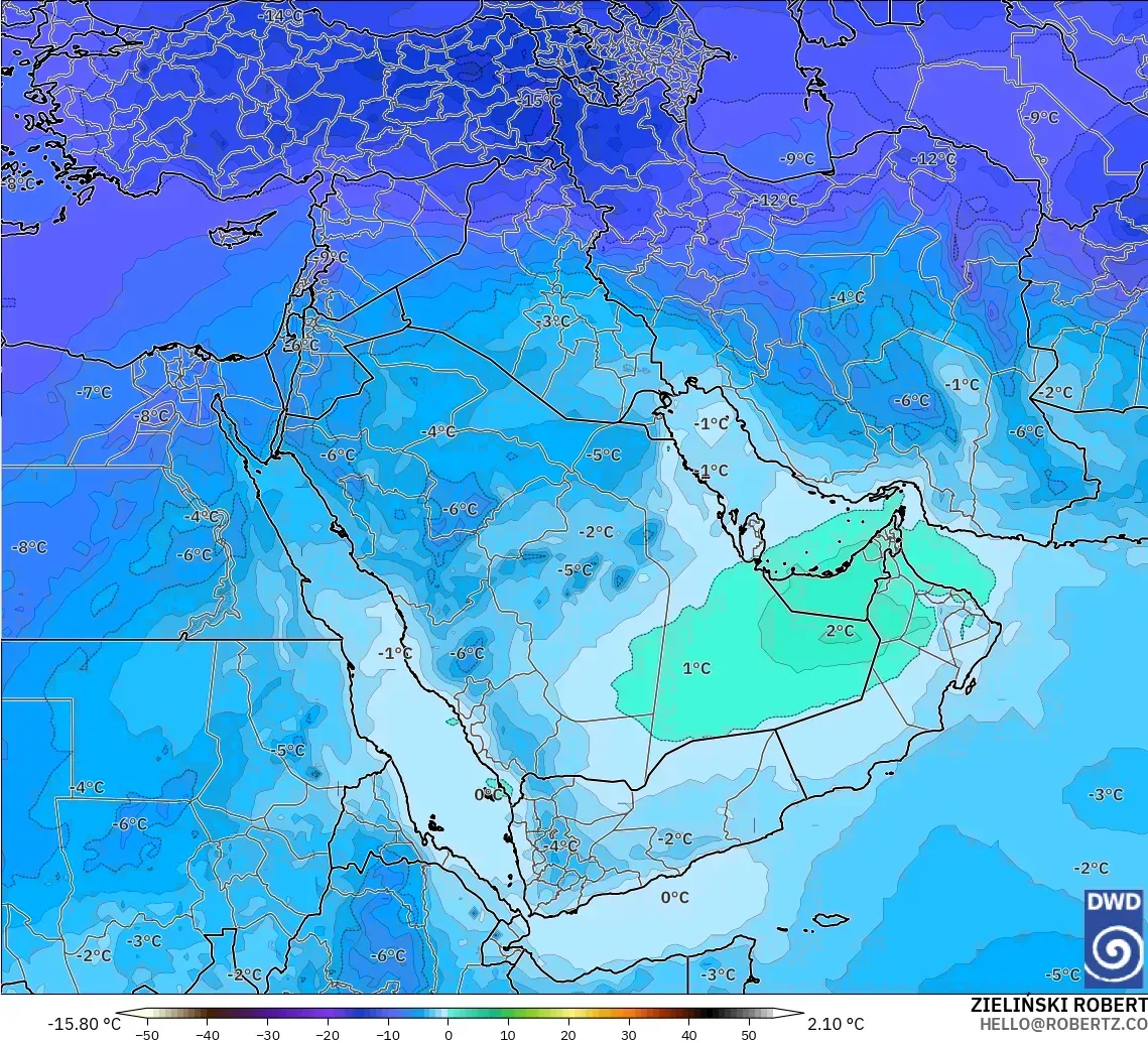 ICON modelo - Oriente Medio, Temperatura a 500 hPa
