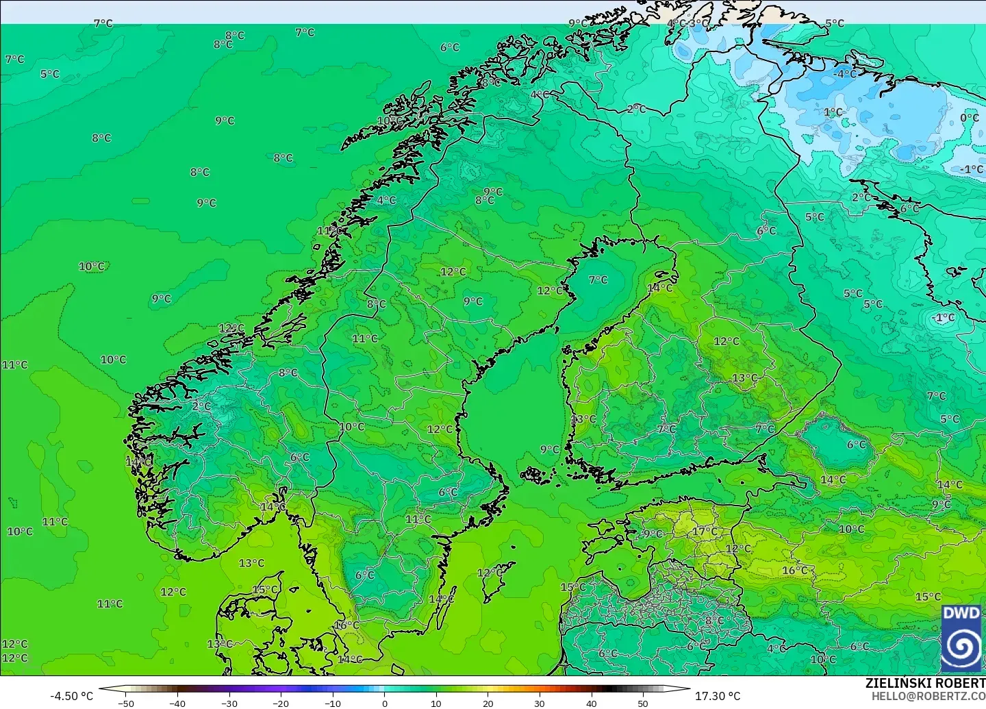 ICON modelo - Escandinavia, Punto de rocío a 2 m