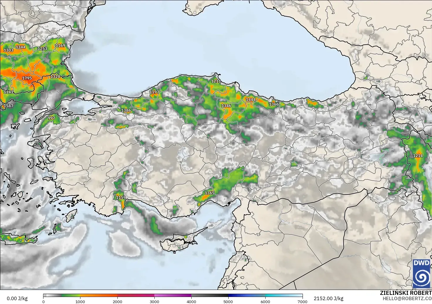 ICON modelo - Turquía, CAPE