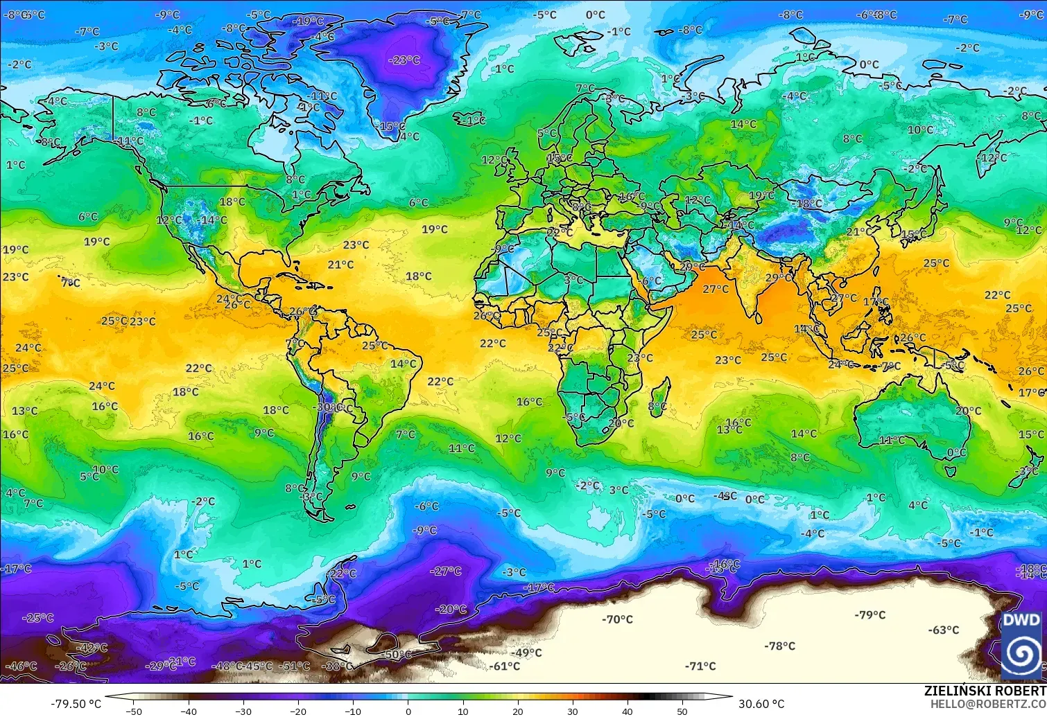 ICON modelo - Mundo, Punto de rocío a 2 m