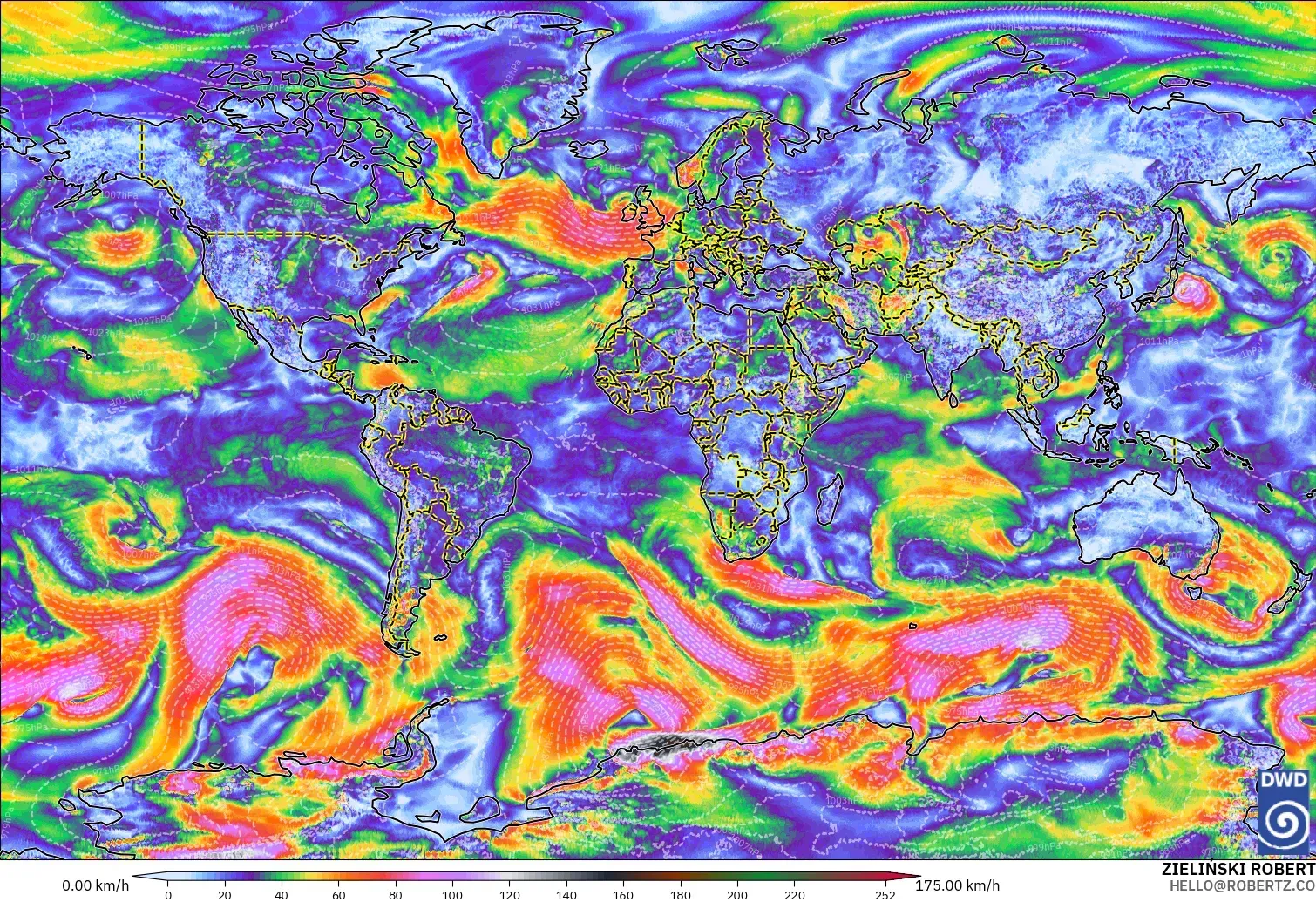 ICON modelo - Mundo, Ráfagas de Viento Máximas
