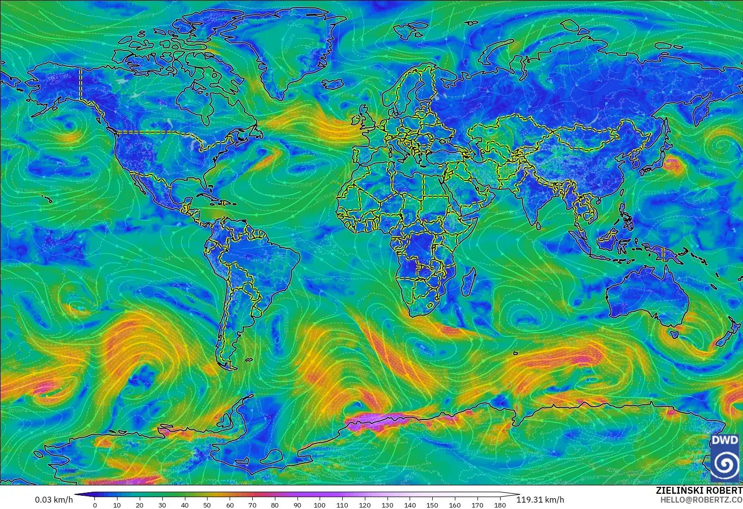 ICON modelo - Mundo, Viento a 10 m
