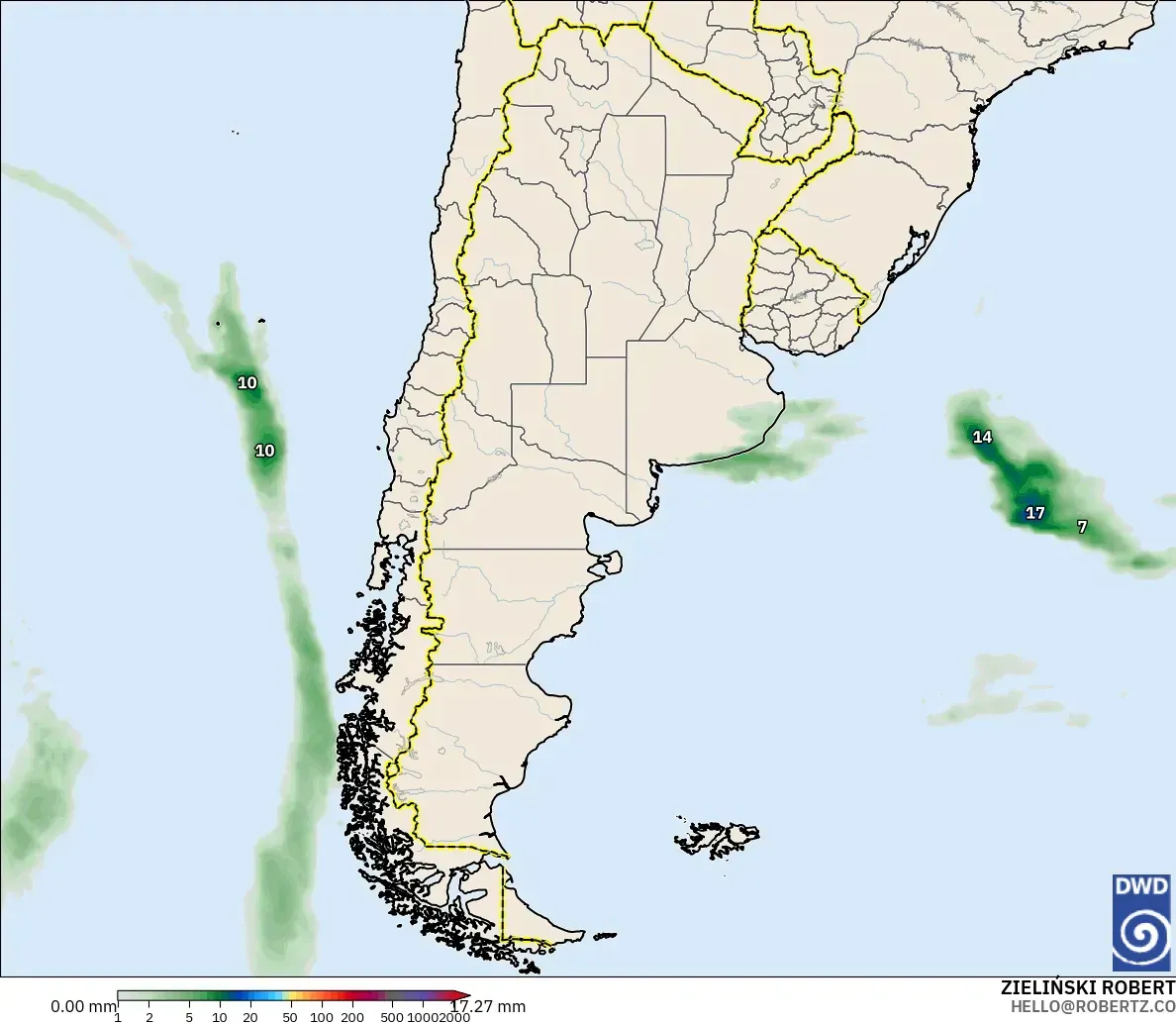 ICON modelo - Argentina, Acumulación de precipitación